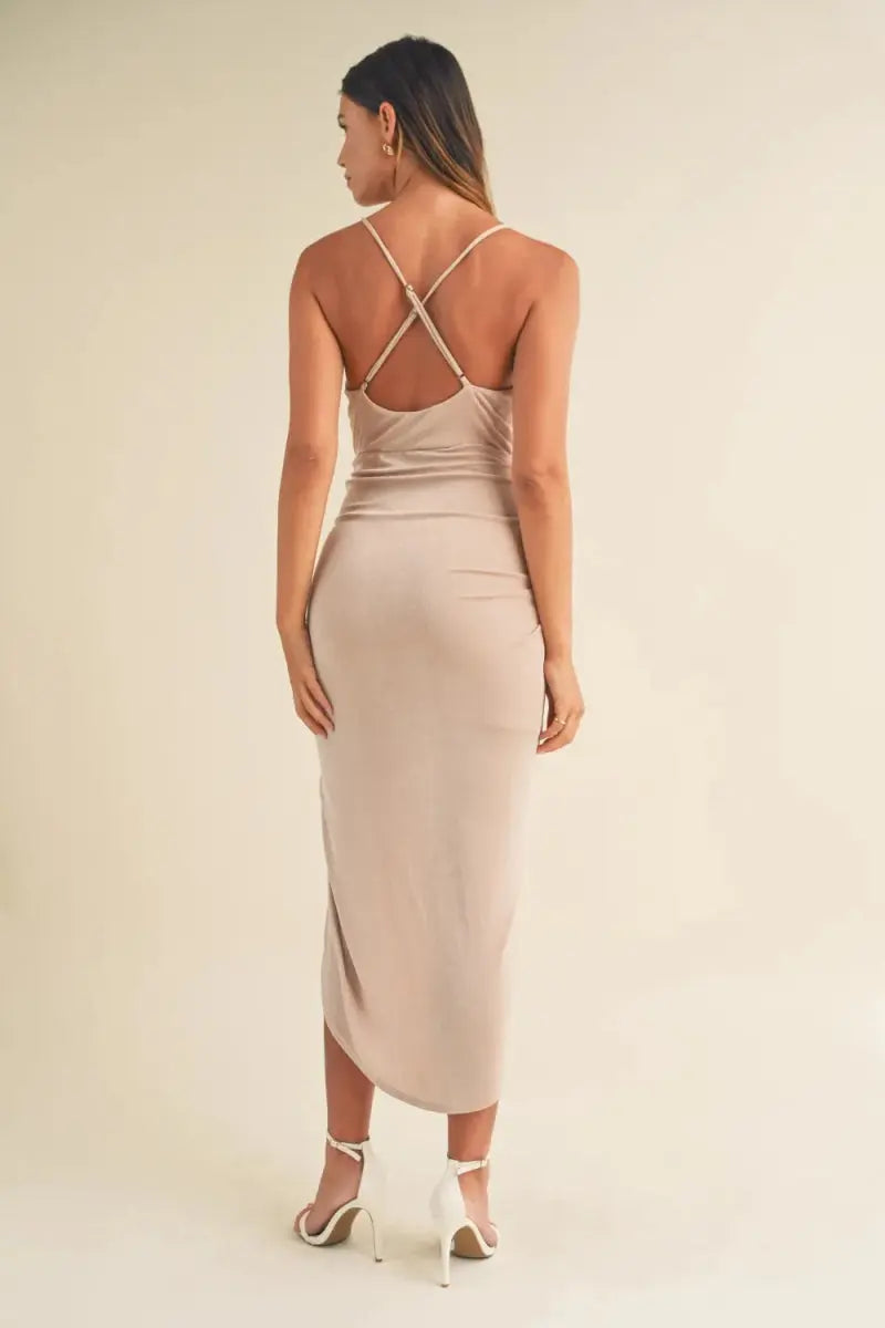 Mable Draped Detail Cami Midi Dress for Elegant Style - Love Salve